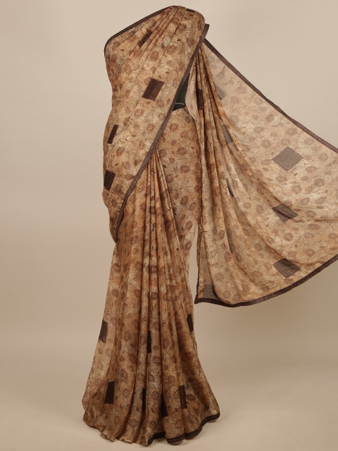 

Pothys Women Brown Poly Georgette Floral Printed Saree