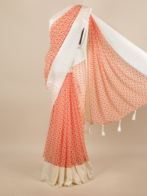 

Pothys Orange & White Floral Saree