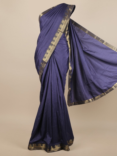 

Pothys Blue & Gold-Toned Zari Jute Silk Saree