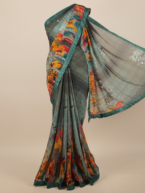 

Pothys Green & Orange Printed Saree