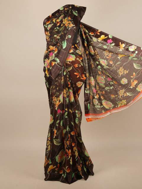 

Pothys Brown & Orange Floral Printed Saree