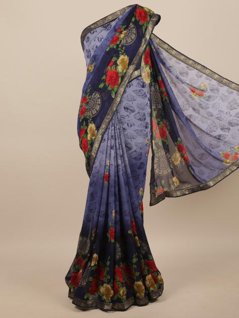 

Pothys Women Blue Poly Georgette Floral Printed Saree