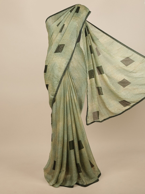 

Pothys Green & Gold-Toned Embellished Saree