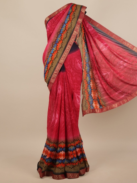 

Pothys Magenta Poly Georgette Abstract Printed Saree