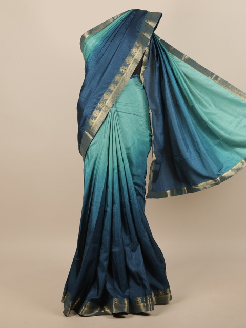 

Pothys Green & Blue Jute Silk Colourblocked Saree