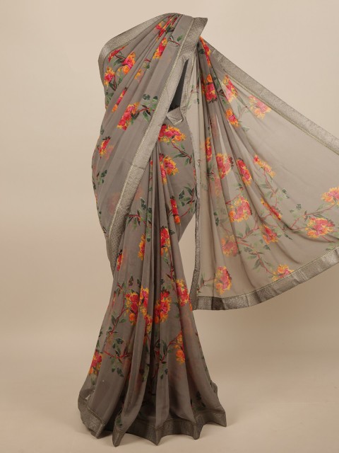 

Pothys Grey & Red Floral Saree