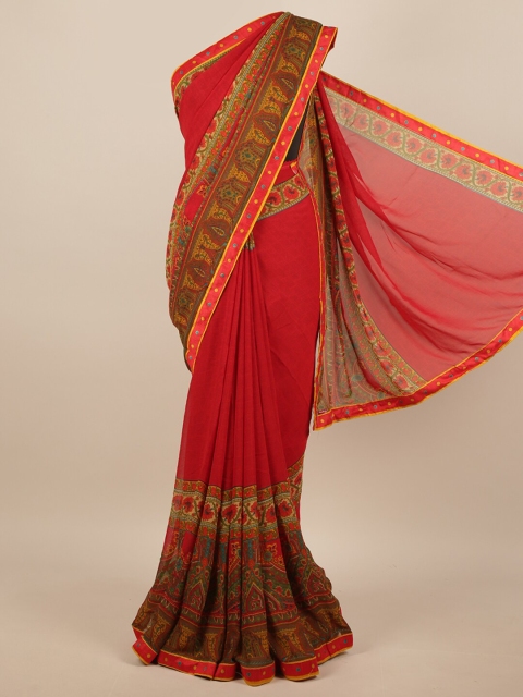 

Pothys Red Poly Georgette Ethnic Motifs Printed Saree