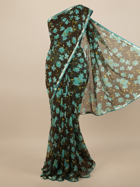 

Pothys Sea Green & Black Poly Georgette Floral Printed Saree