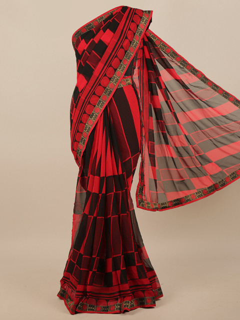 

Pothys Red & Black Geometric Printed Saree