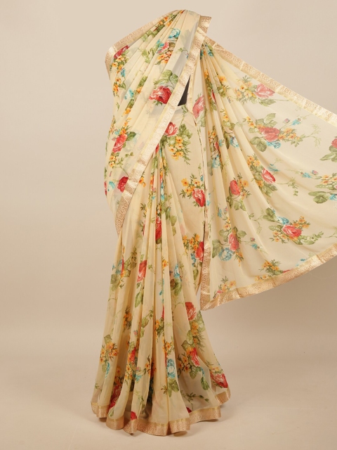 

Pothys Cream-Coloured Floral Zari Saree
