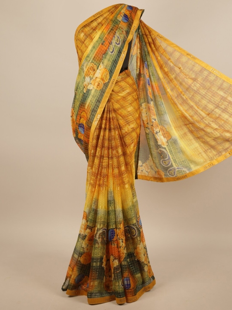 

Pothys Yellow & Green Floral Saree