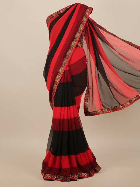 

Pothys Red & Black Poly Georgette Colourblocked Saree