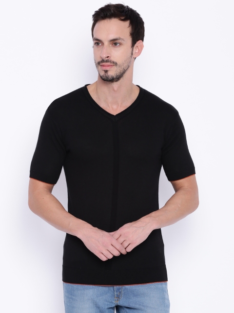 

FIFTY TWO Men Black Solid Sweater