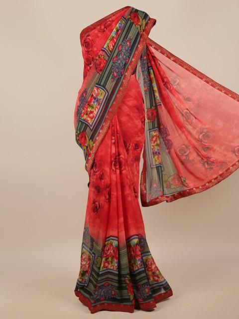 

Pothys Red Poly Georgette Floral Printed Saree