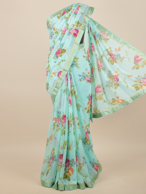 

Pothys Green & Pink Floral Saree