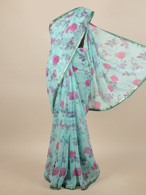 

Pothys Blue & Pink Floral Printed Saree