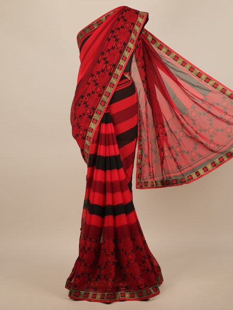

Pothys Red & Black Striped Saree
