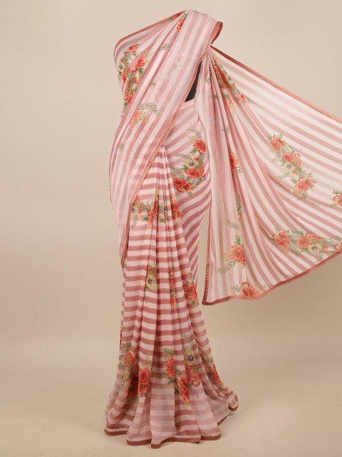 

Pothys Pink & Orange Floral Beads and Stones Saree