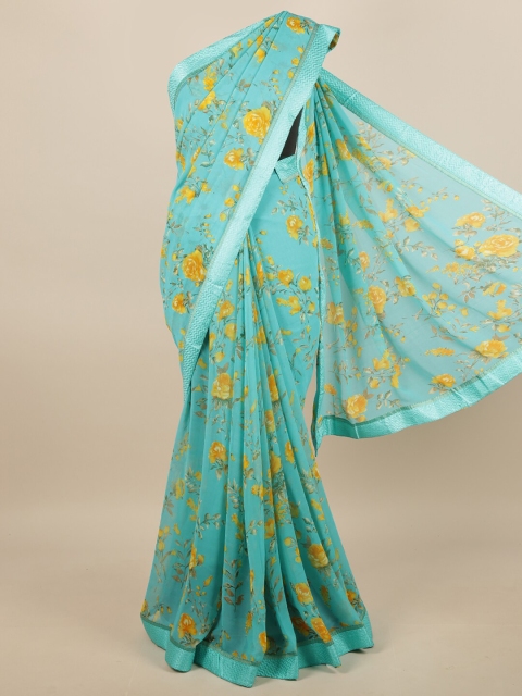 

Pothys Women Green & Yellow Poly Georgette Floral Printed Saree