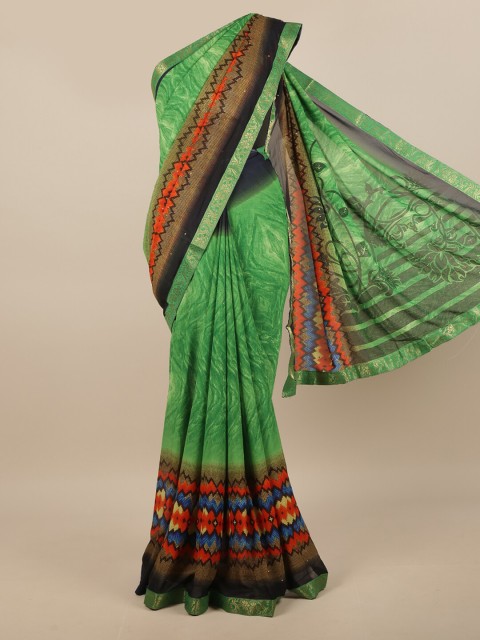 

Pothys Green & Orange PrintedSaree