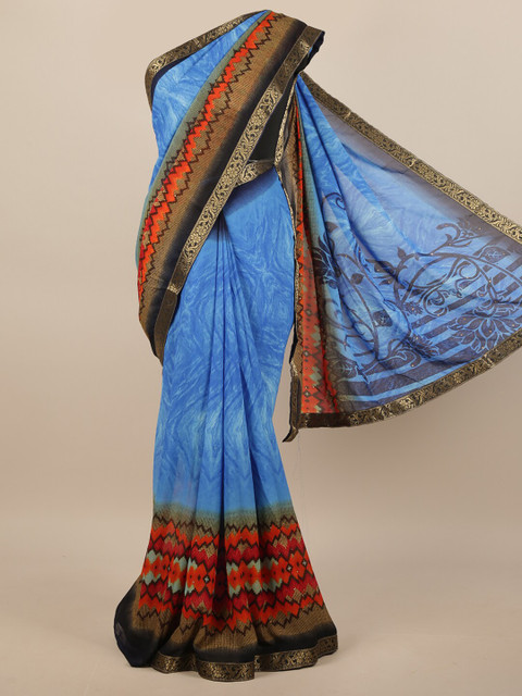 

Pothys Blue & Black Abstract Printed Saree