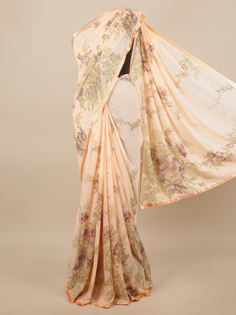 

Pothys Beige & Olive Green Floral Printed Saree