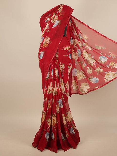 

Pothys Red & Blue Floral Saree