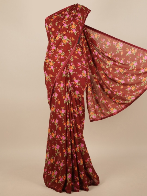 

Pothys Maroon & Pink Floral Printed Saree