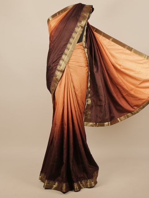 

Pothys Women Rust & Brown Jute Silk Colourblocked Saree