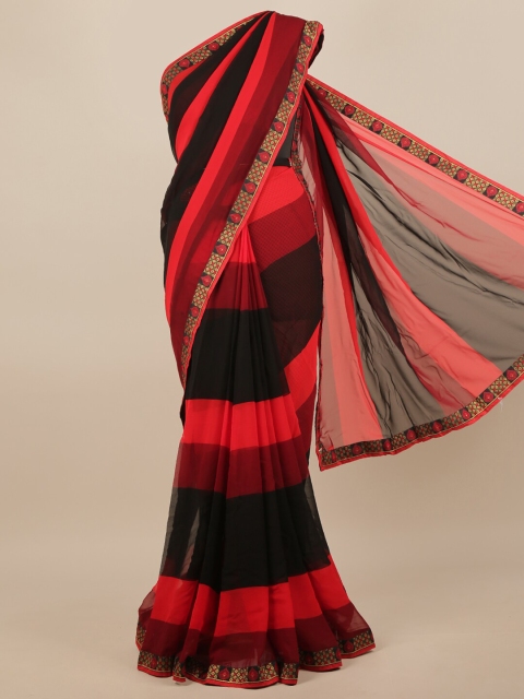 

Pothys Red & Black Striped Zari Saree