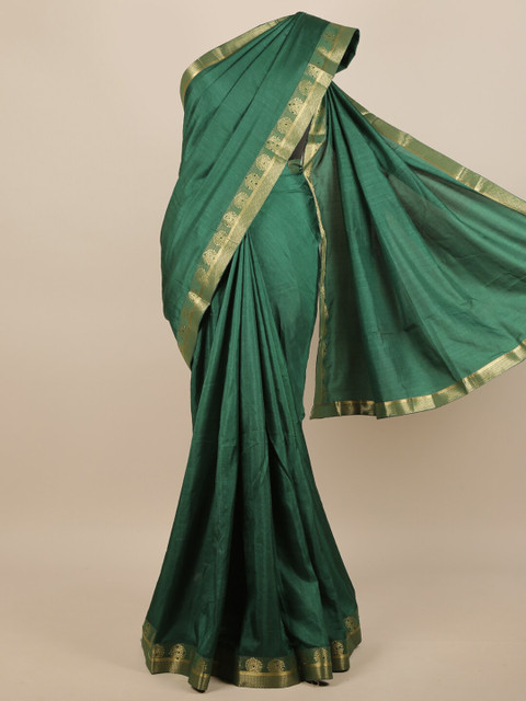 

Pothys Green & Gold-Toned Jute Silk Saree