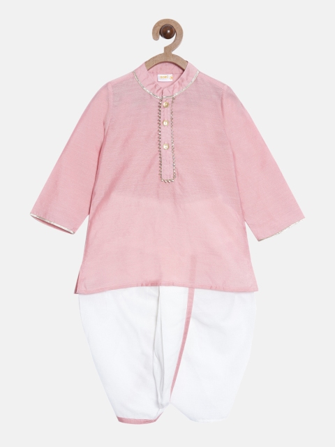 

Aomi Boys Pink Regular Kurta with White Dhoti Pants