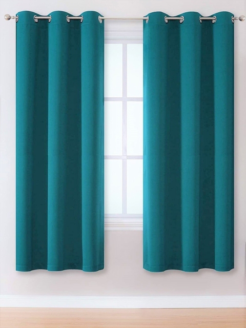 

URBAN SPACE Teal Set of 2 Window Curtain