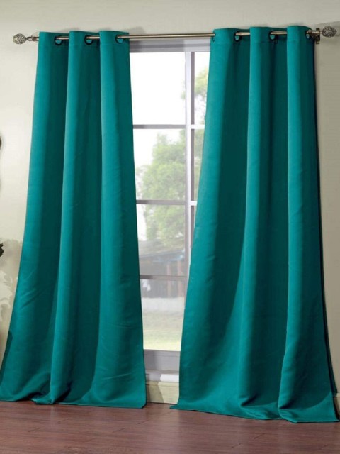

URBAN SPACE Teal Set of 2 Door Curtain