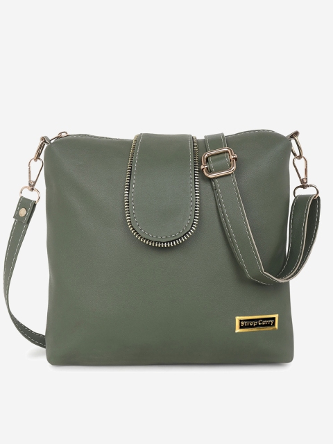 

Stropcarry Women Green Structured Sling Bag