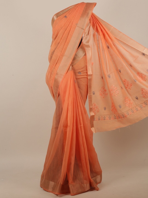 

Pothys Orange & Grey Floral Zari Saree
