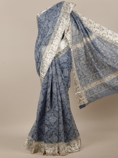 

Pothys Blue & White Bandhani Saree