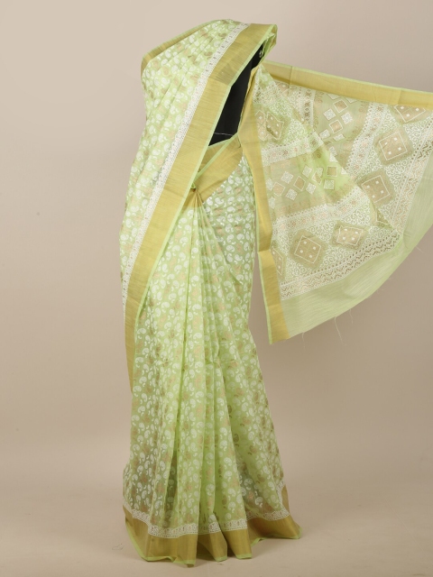 

Pothys Green & White Paisley Zari Saree