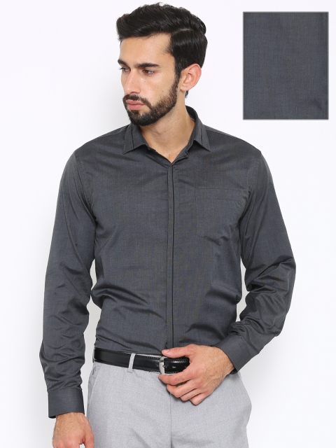 

Mark Taylor Men Charcoal Slim Fit Solid Formal Shirt