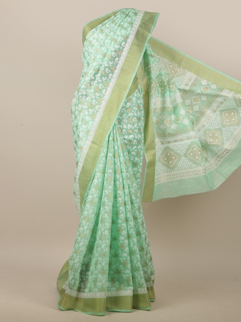 

Pothys Green & White Paisley Zari Saree