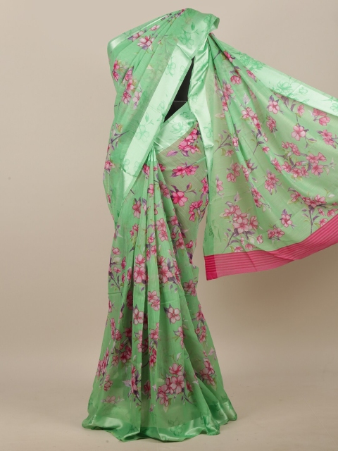 

Pothys Green & Purple Floral Zari Saree