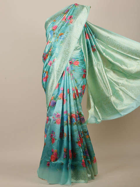 

Pothys Blue & Red Floral Zari Jute Cotton Saree