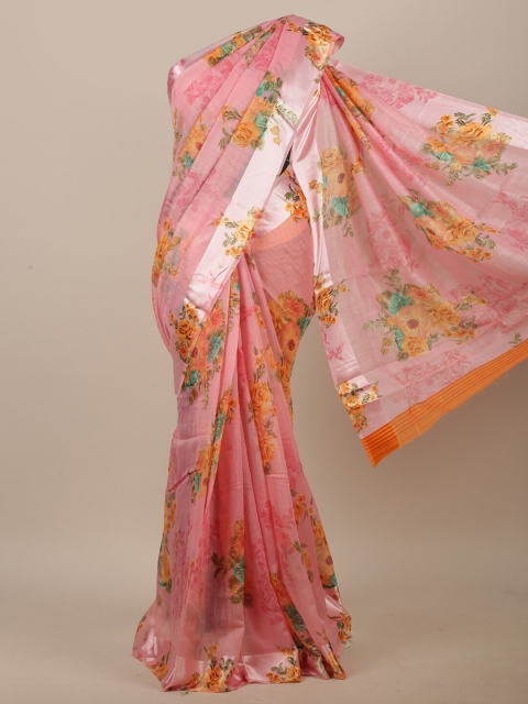 

Pothys Pink & Orange Floral Zari Saree