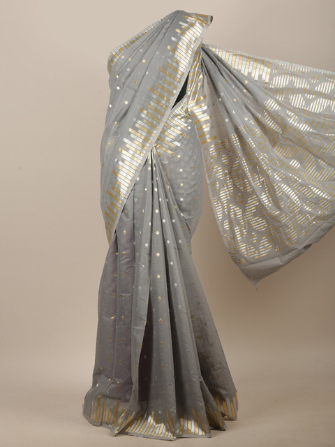 

Pothys Grey & Rose Gold Zari Jute Cotton Saree