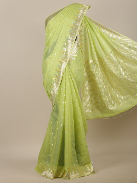 

Pothys Green & Rose Gold Zari Jute Cotton Saree