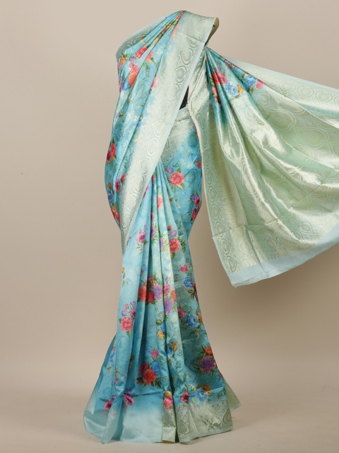 

Pothys Blue & Red Floral Zari Jute Cotton Saree