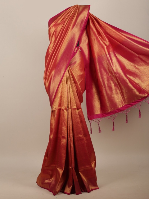 

Pothys Pink & Gold-Toned Woven Design Jute Cotton Saree