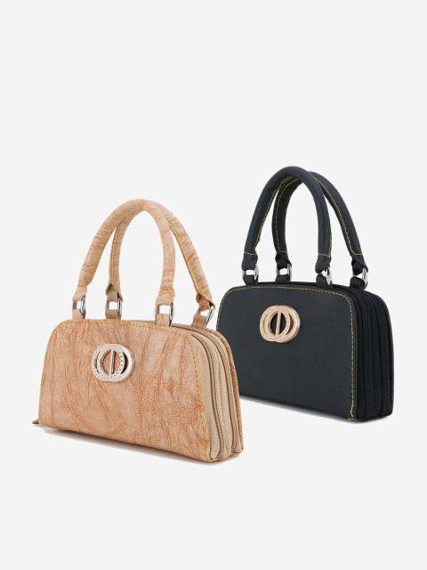 

Element Cart Black & Beige Textured Purse Clutch