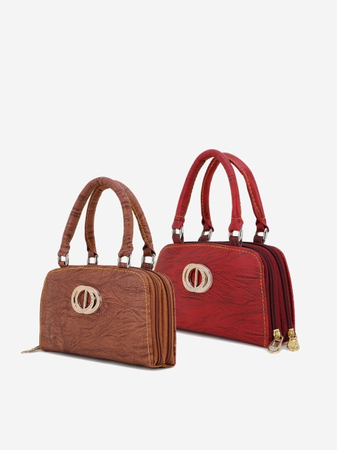 

Element Cart Set Of 2 Red & Brown Quilted Purse Clutch