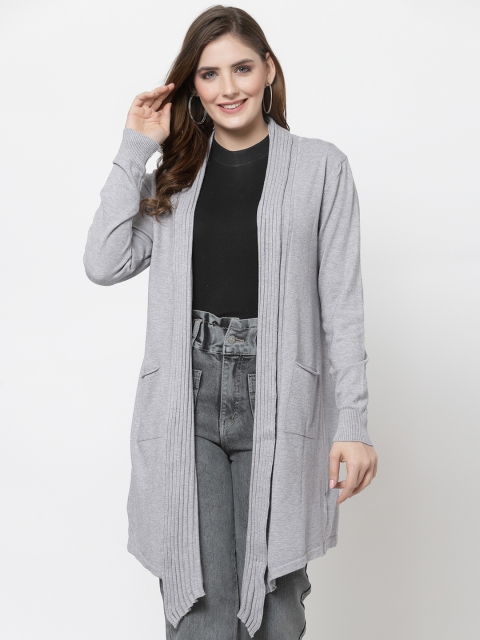 

Mafadeny Women Grey Asymmetric Long-Line Shrug